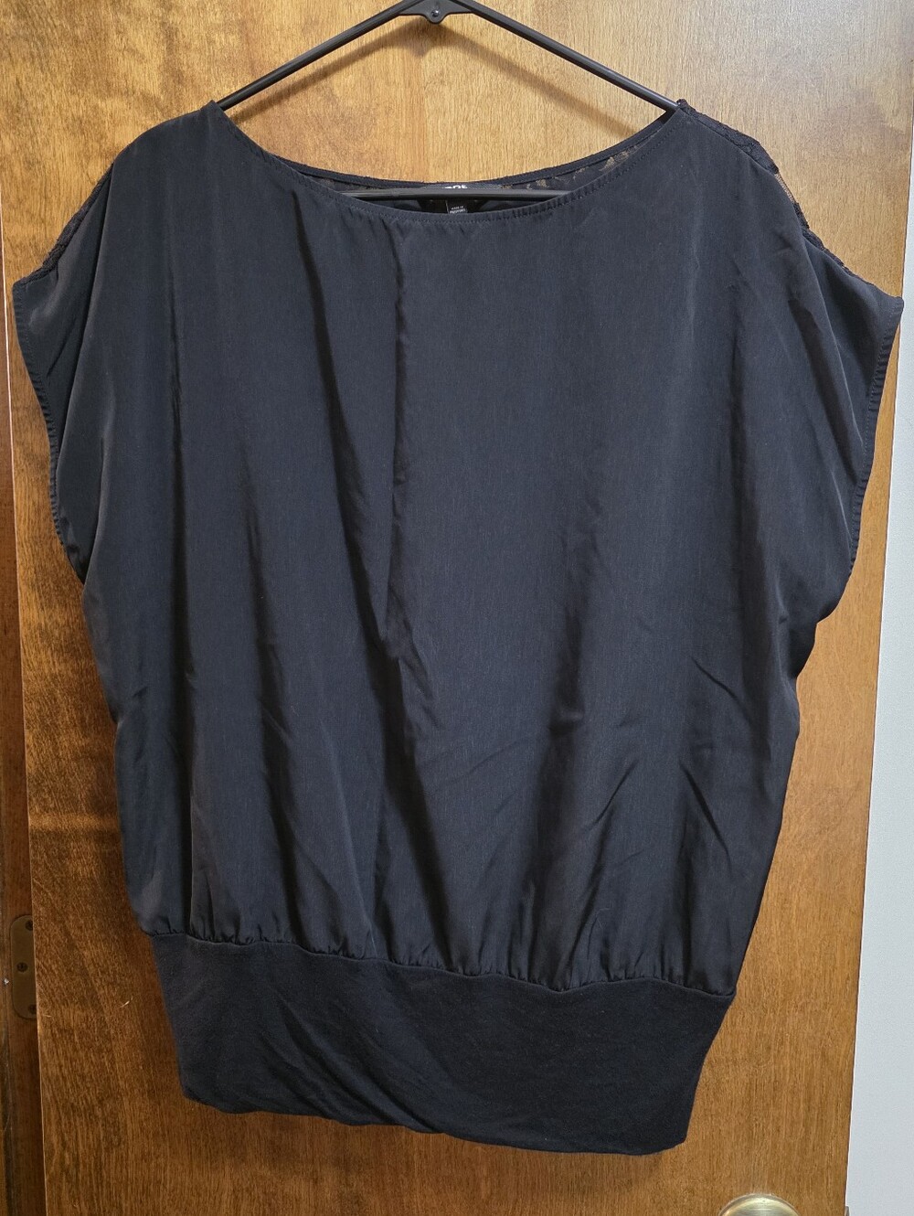 Express Black Short-Sleeve Blouson Tunic